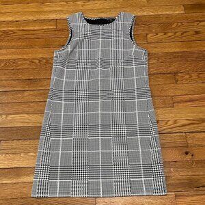 Theory Womens Sheath Dress Size 8 Black White Houndstooth Stretch Cotton Knit